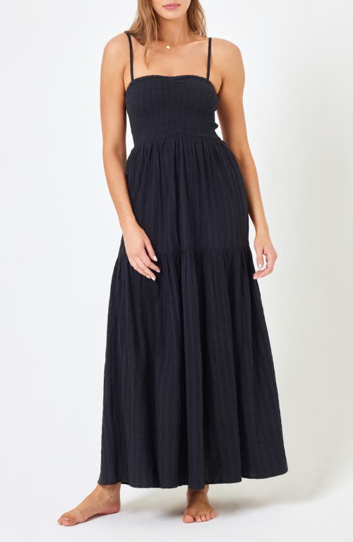 Shop L*space Lspace Mallorca Smocked Cover-up Maxi Dress In Black