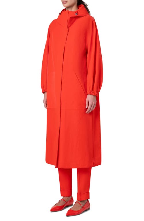 Shop Akris Zachary Water Repellent Taffeta Hooded Long Parka In Poppy