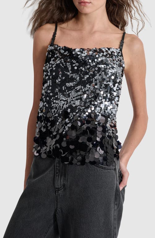 Shop Dkny Multi Scale Paillette Camisole In Black/gunmetal