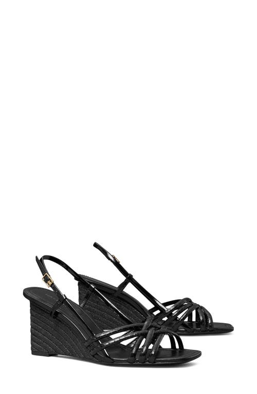 Tory Burch Metallic Wedge Espadrille Sandal Perfect Black /Perfect at Nordstrom,