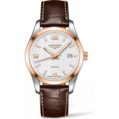 Longines Conquest Classic Automatic Leather Strap Watch, 40Mm