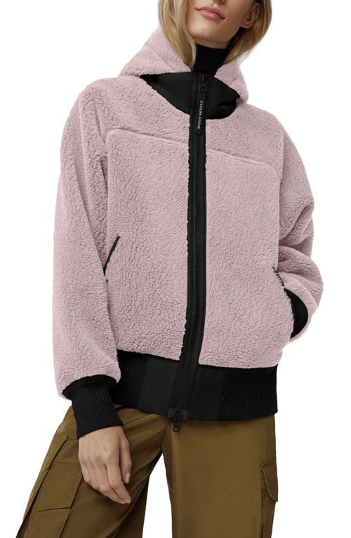 Canada Goose Simcoe Bonded High Pile Fleece Hooded Wool Blend Jacket in Lucent Rose at Nordstrom, Size X-Large