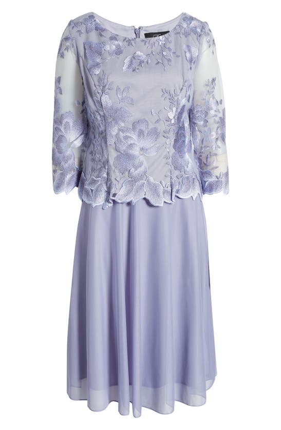 Shop Alex Evenings Illusion Sleeve Embroidered Midi Dress In Lavender