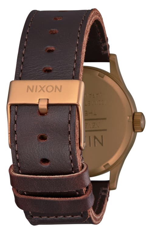 Shop Nixon The Sentry Leather Strap Watch, 42mm In Bronze/black