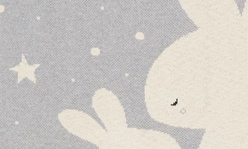 Pink Lemonade Bunny Organic Cotton Baby Blanket In Grey