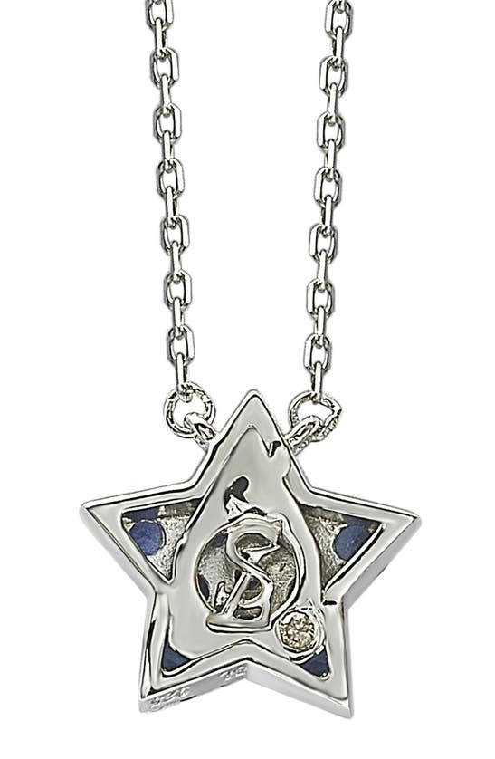 Shop Suzy Levian Sapphire Star Pendant Necklace In Blue
