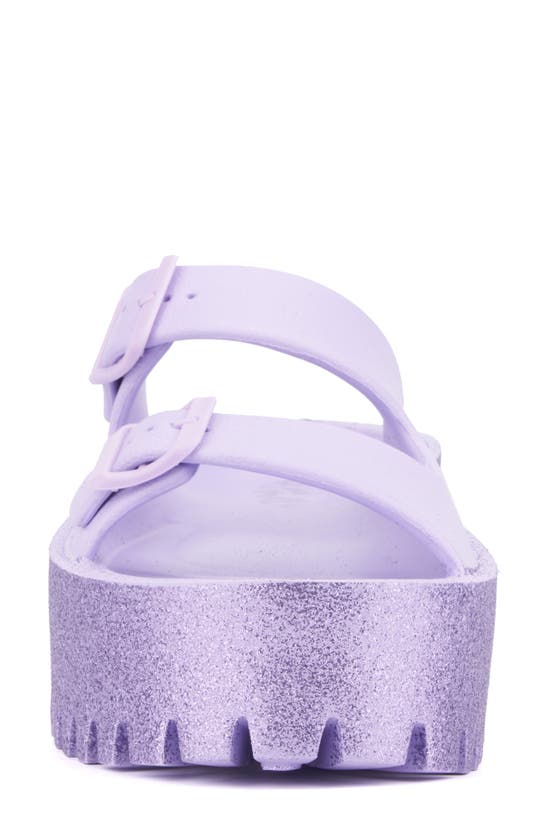 Olivia Miller Sparkles Plaform Slide Sandal In Purple