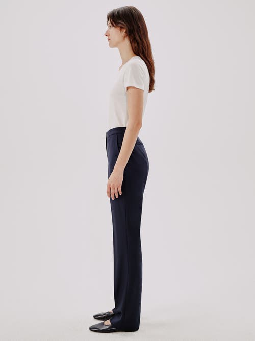 Another Tomorrow Merino Wool Classic Trousers In Navy