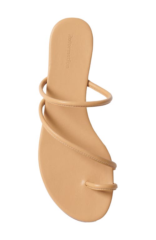 Reformation Ludo Toe Ring Strappy Flat Sandal In Buff
