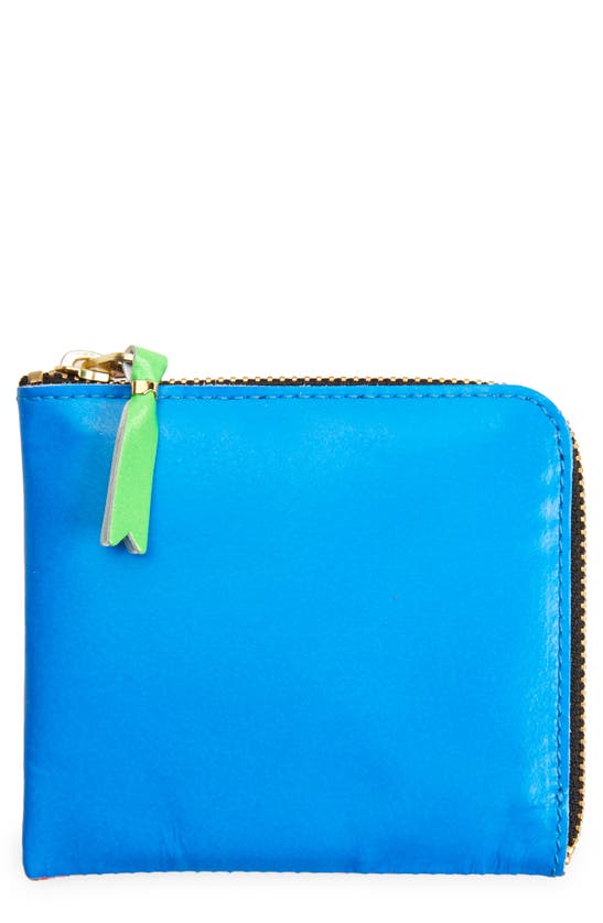 Comme Des Garçons Super Fluo Half Zip Wallet In Orange/ Blue