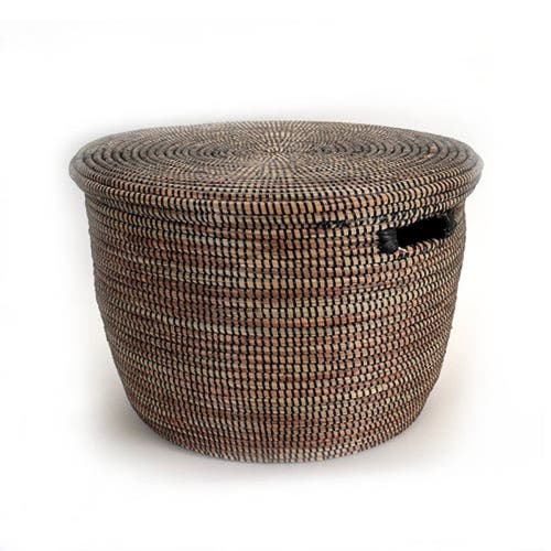 Mbare Flat Lid Storage Basket Monochrome Low Storage In Black