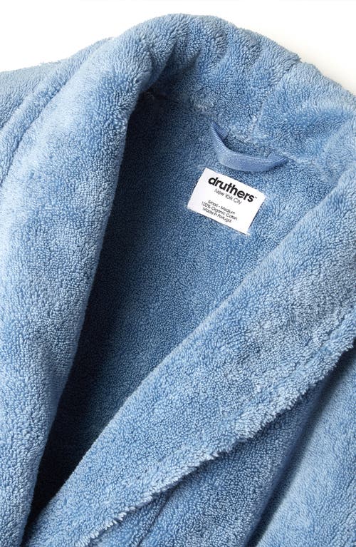 Shop Druthers Nyc Organic Cotton Extra Plush Long Robe In Huckberry Blue