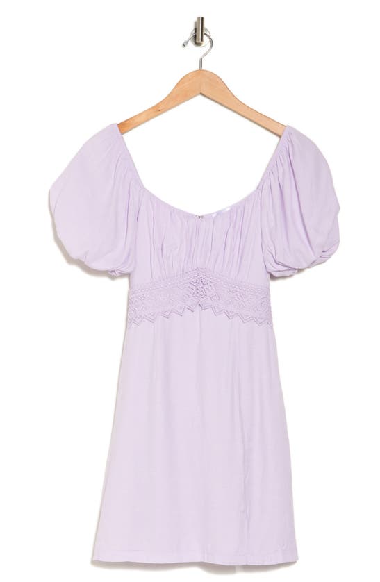 Row A Puff Sleeve Dress In Lavender