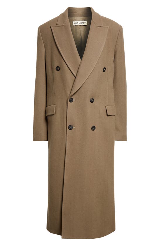 Extended Whale Wool-blend Overcoat In Beige