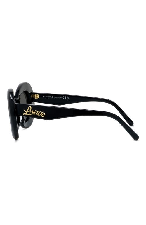 Shop Loewe Curvy 47mm Butterfly Sunglasses In Shiny Black/smoke