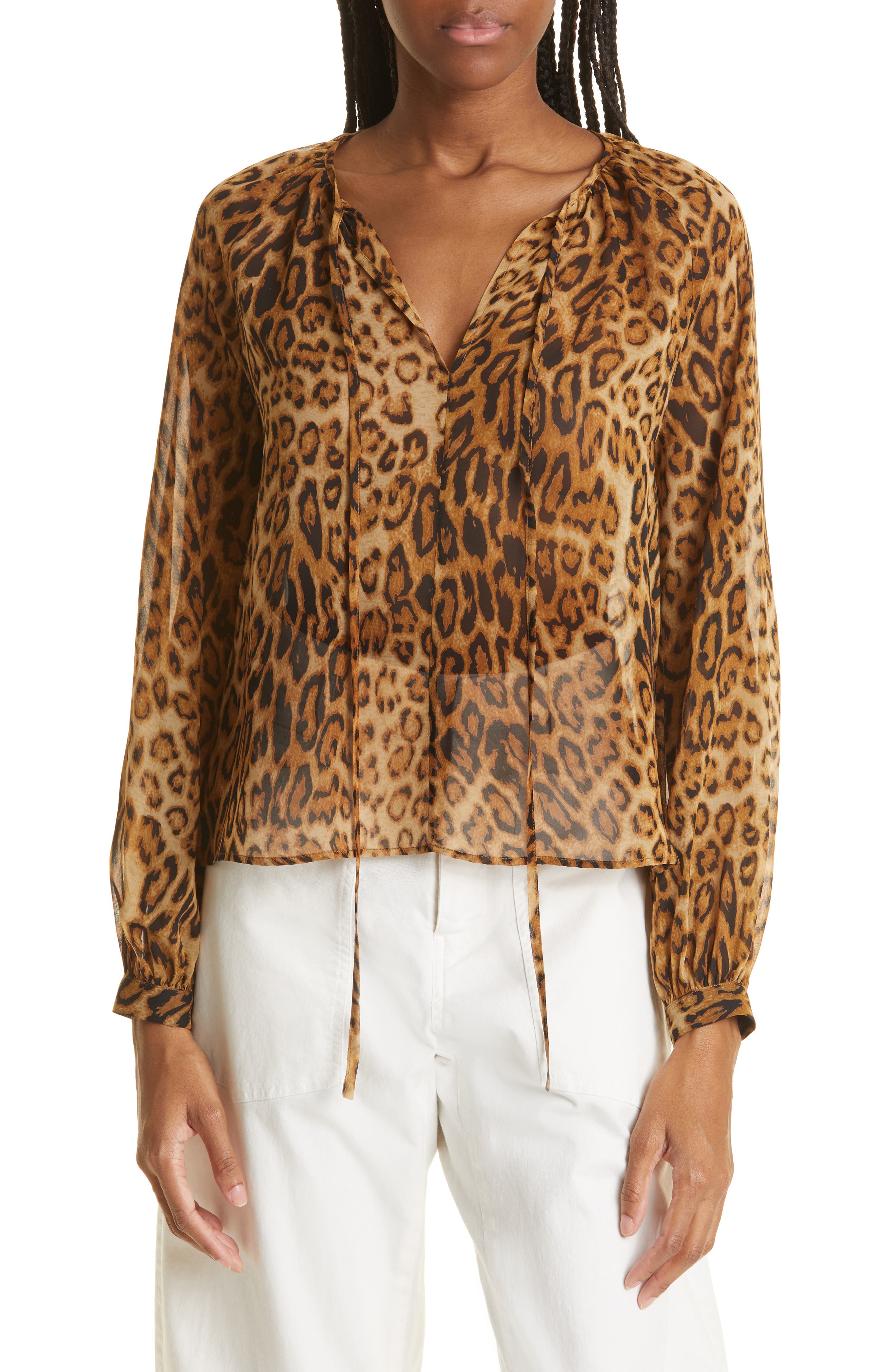 Nili Lotan Manon Leopard Print Silk 