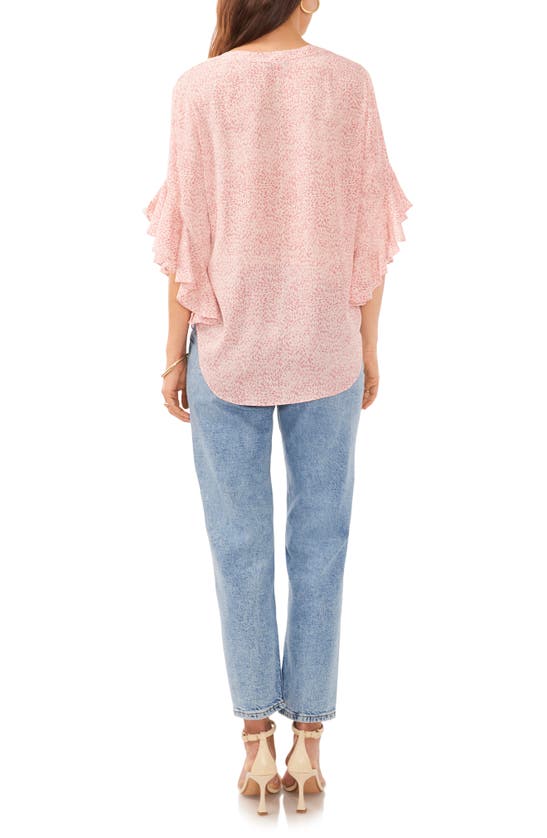 Shop Vince Camuto Ruffle Sleeve Chiffon Top In Pink Orchid