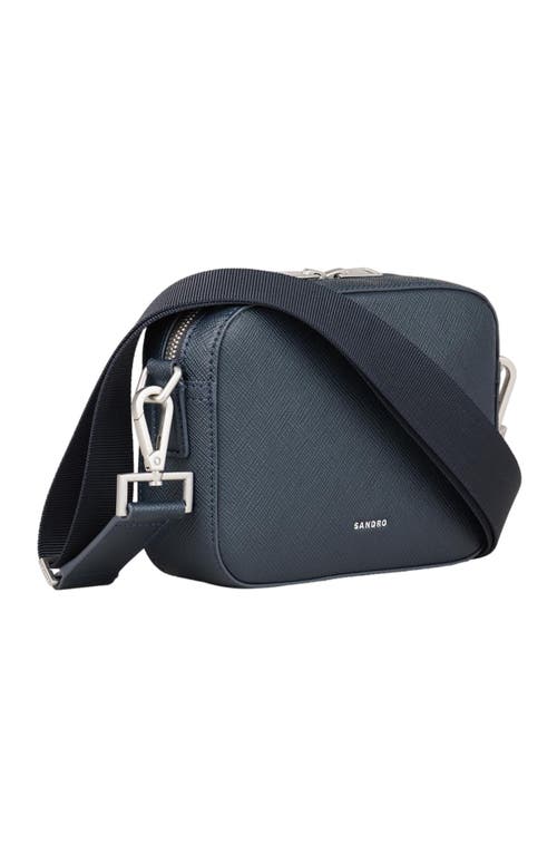 Shop Sandro Small Synthetic Leather Bag In Midnight Blue