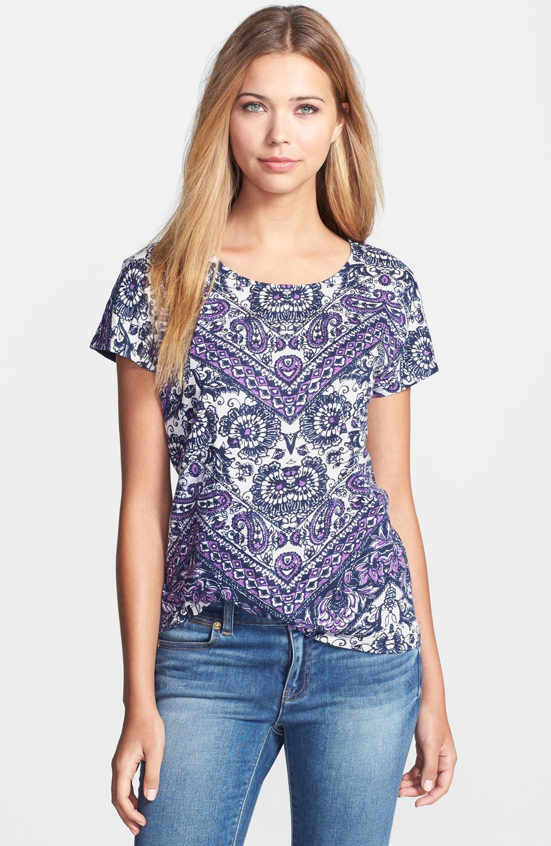 Lucky Brand Floral Bandana Print Jersey Tee Nordstrom