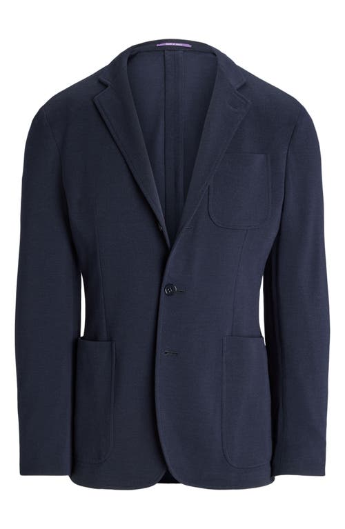 Shop Ralph Lauren Purple Label Solid Wool Piqué Sport Coat In Classic Chairman Navy