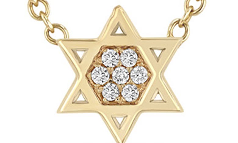 Zoë Chicco Midi Bitty 14k Yellow Gold & Diamond Star Of David Necklace, 16 In Yellow Gold