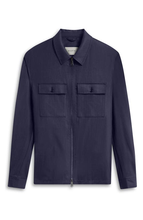 Shop Bugatchi Zip-up Stretch Wool Travel Jacket In Navy