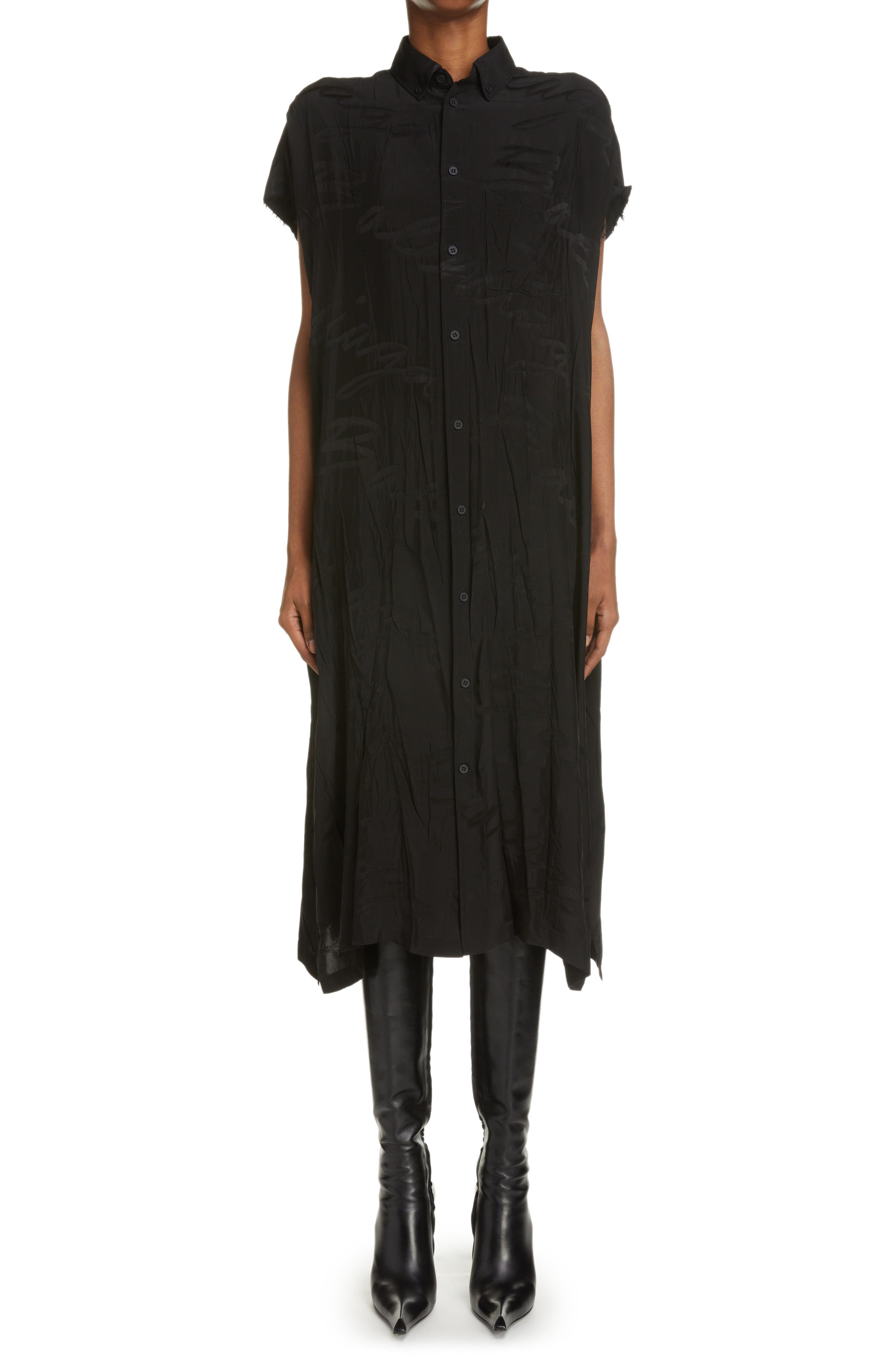 Balenciaga logo-jacquard shift dress - Black