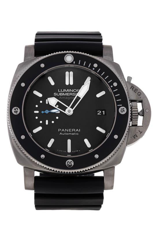 Shop Watchfinder & Co. Panerai  Submersible Rubber Strap Watch, 47mm In Black