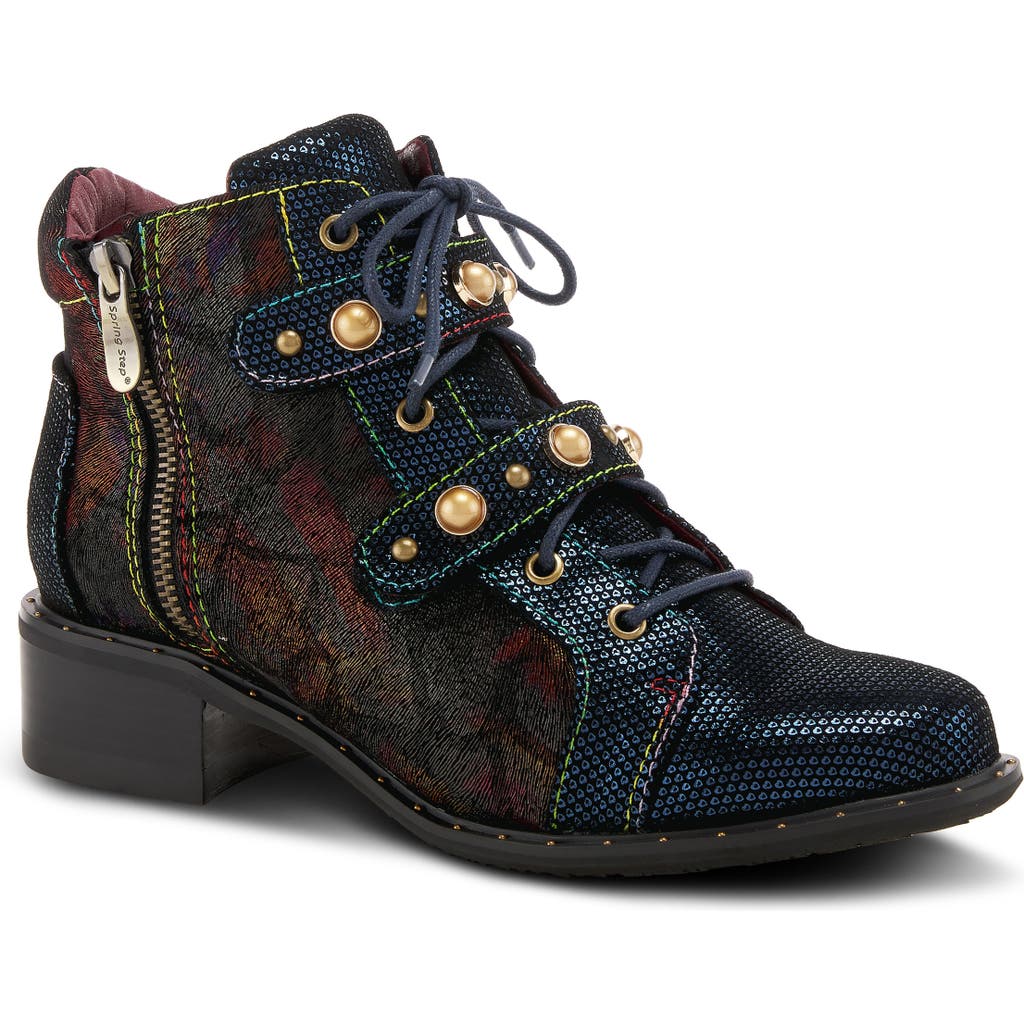 L'artiste By Spring Step Chrissy Lace-up Bootie In Navy Multi