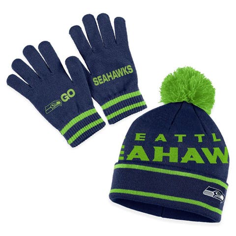 Men's New Era Neon Green/College Navy Seattle Seahawks Reversible Cuffed  Knit Hat