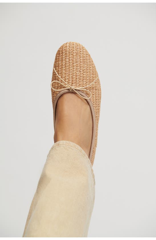Mansur Gavriel Bow-detailed Raffia Ballet Flats In Natural