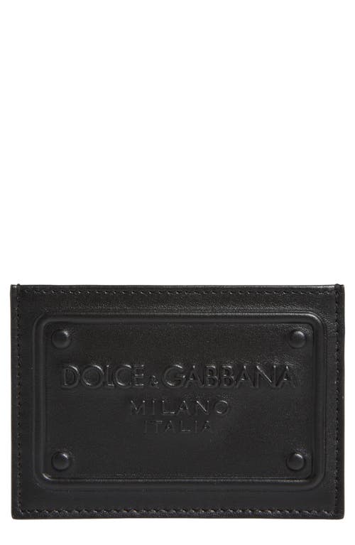 Dolce & Gabbana Logo Embossed Leather Card Case in Black