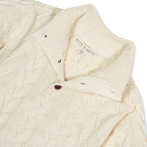 Hope & Henry Boys' Organic Mock Neck Cable Sweater, Kids In Chunky Ivory Cable