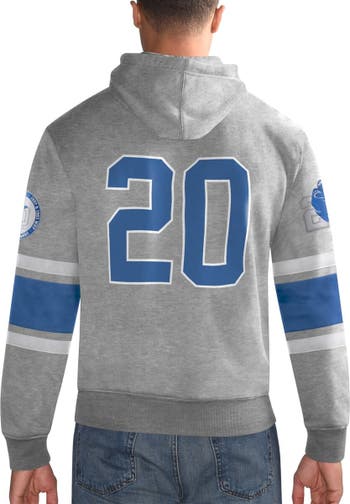 Men's Starter Barry Sanders Blue Detroit Lions Half-Zip Pullover Jacket