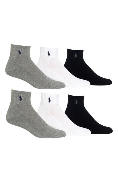 Polo Ralph Lauren Assorted 3-pack Rib Cuff Quarter Socks In Multi