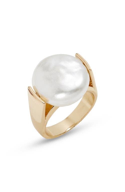 Nordstrom Imitation Pearl Cocktail Ring in White- Gold at Nordstrom, Size 8