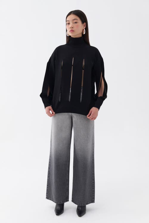 Shop Nocturne Knitted Sweater With Cut-out Detail In Black