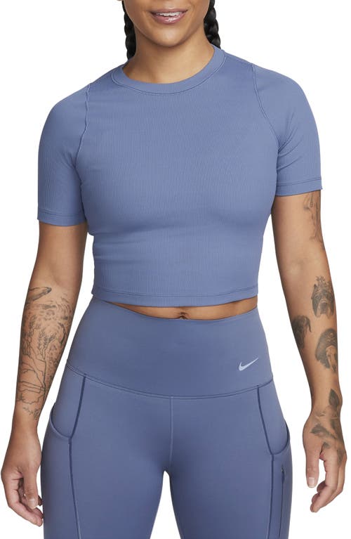 Shop Nike Essential Rib Crop T-shirt In Diffused Blue/white