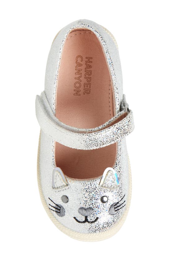 Shop Harper Canyon Kids' Kitty Cat Mary Jane Flat In White Shimmer