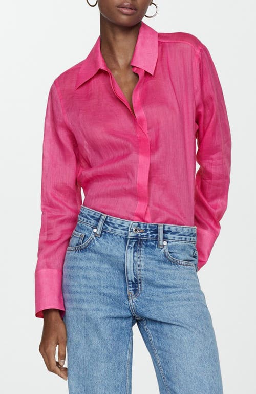 MANGO Ramie Button-Up Shirt at Nordstrom,