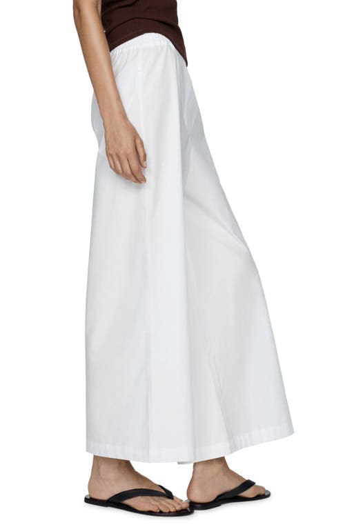 Mango Ankle Wide Leg Cotton Pants In White