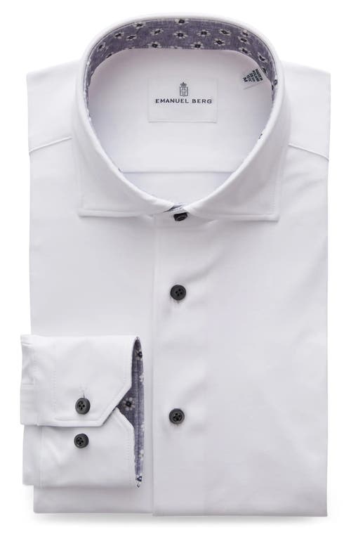 4Flex Slim Fit Solid Knit Button-Up Shirt in White