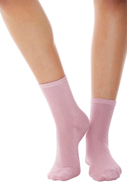 Glitterati Sparkle Cotton Blend Crew Socks in Pink