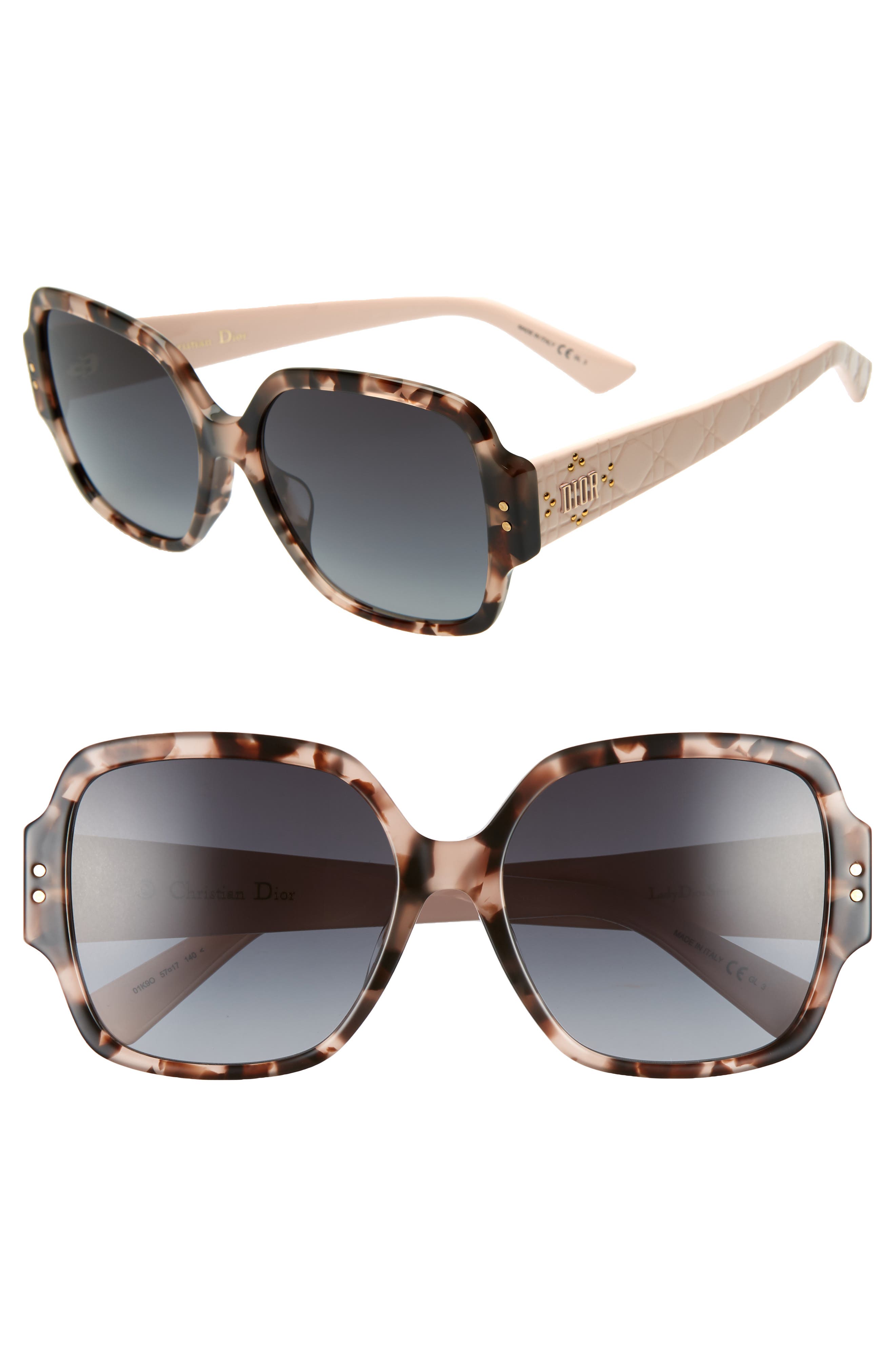 Dior | Lady Dior Stud 57mm Special Fit Square Sunglasses | HauteLook