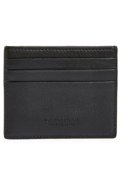 Shop Bottega Veneta Intrecciato Leather Card Case In 8803 Black/silver