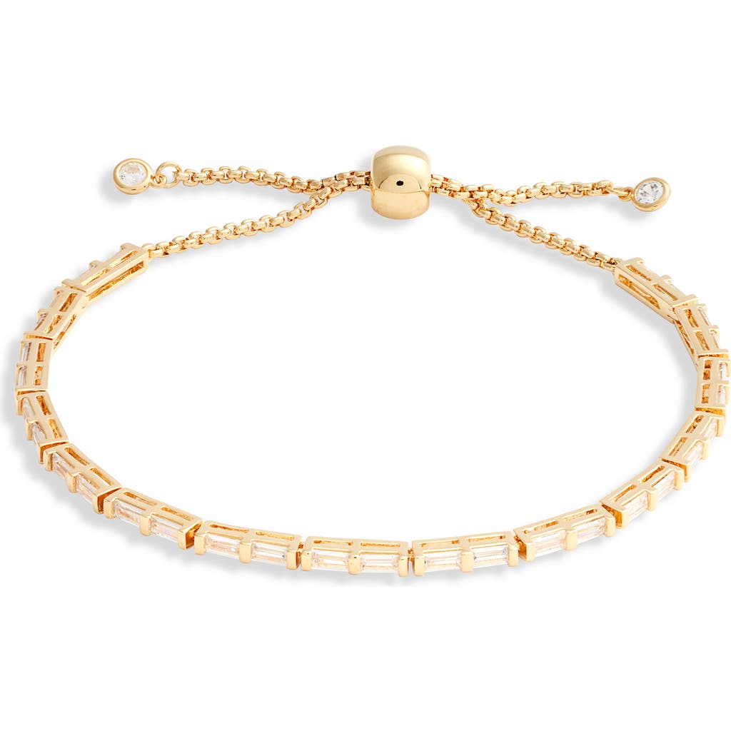 Nordstrom Cubic Zirconia Baguette Slider Bracelet In Clear- Gold
