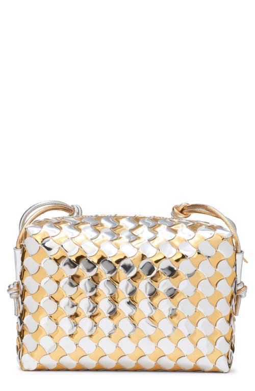 Shop Bottega Veneta Small Pavimento Metallic Leather Crossbody Bag In Silver/gold