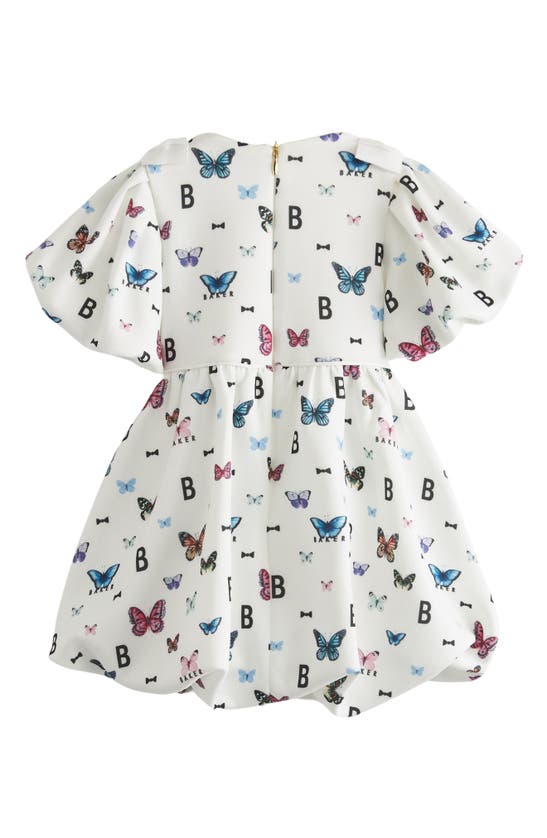 Shop Baker By Ted Baker Kids' Floral Butterfly Puff Sleeve Bubble Hem Dress In White