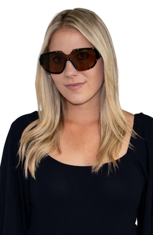 Fifth & Ninth Jolie 71mm Oversize Polarized Square Sunglasses In Black/brown
