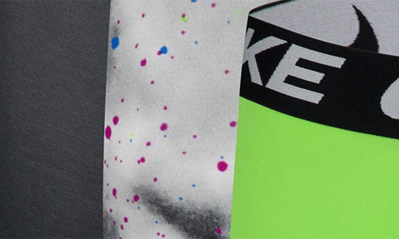 Nike Dri-fit Essentials Big Kids' Printed Boxer Briefs (3-pack) In Black/ Green Strike